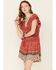 Image #1 - Angie Women's Ruffle Sleeve Tiered Mini Dress, Red, hi-res