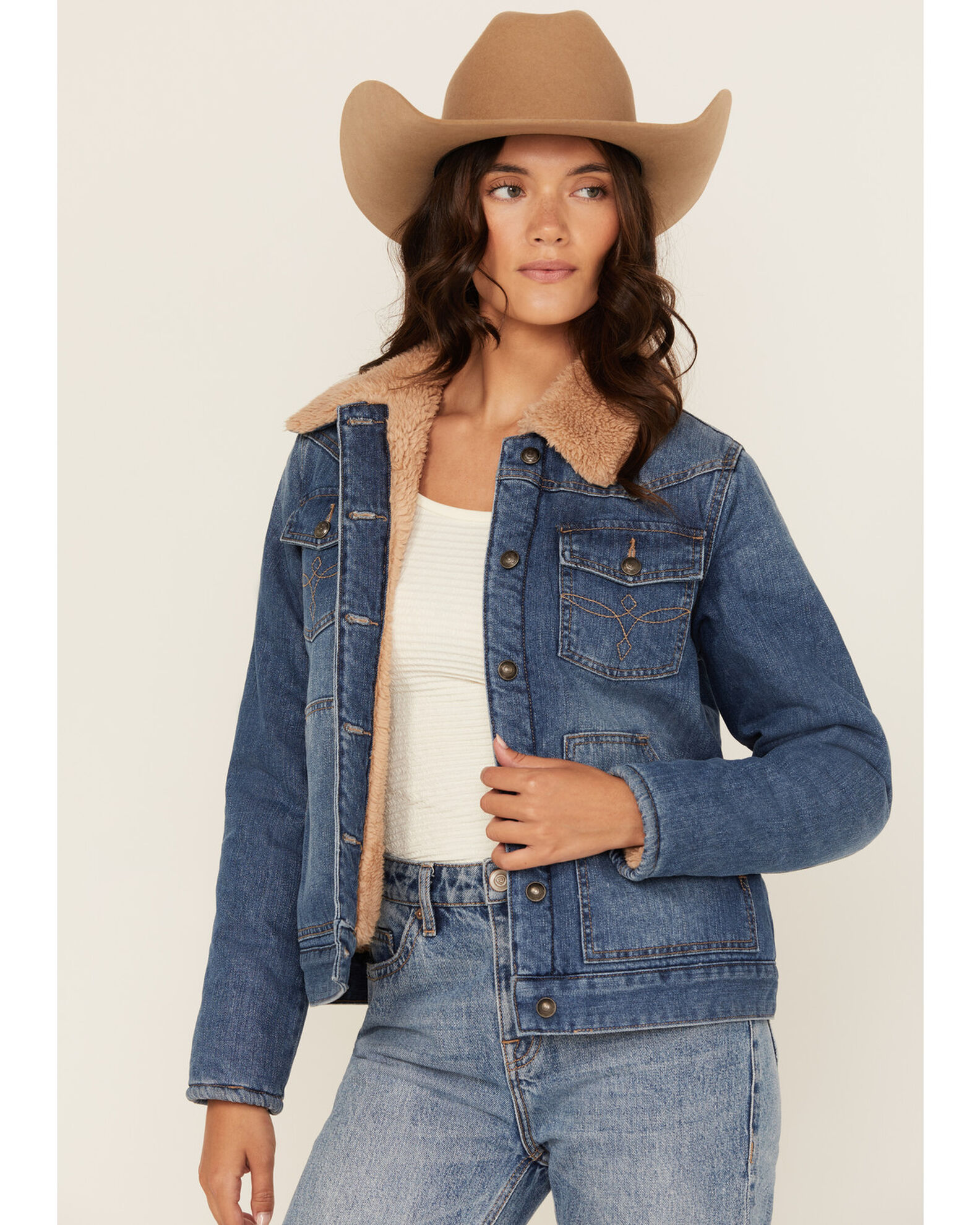 Denim jacket with sherpa lining womens online