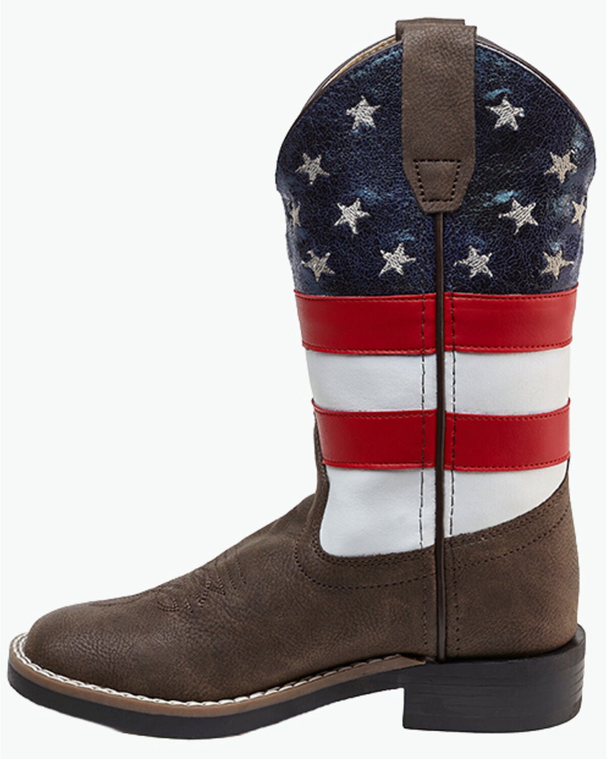 Image #3 - Old West Little Boys' Americana Western Boots - Broad Square Toe, Red/white/blue, hi-res