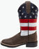 Image #3 - Old West Little Boys' Americana Western Boots - Broad Square Toe, Red/white/blue, hi-res