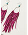 Image #2 - Idyllwind Women's Marcella Fuchsia Fringe Earrings, Silver, hi-res
