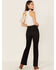 Sneak Peek Women's Distressed Knee Bootcut Jeans, Black, hi-res