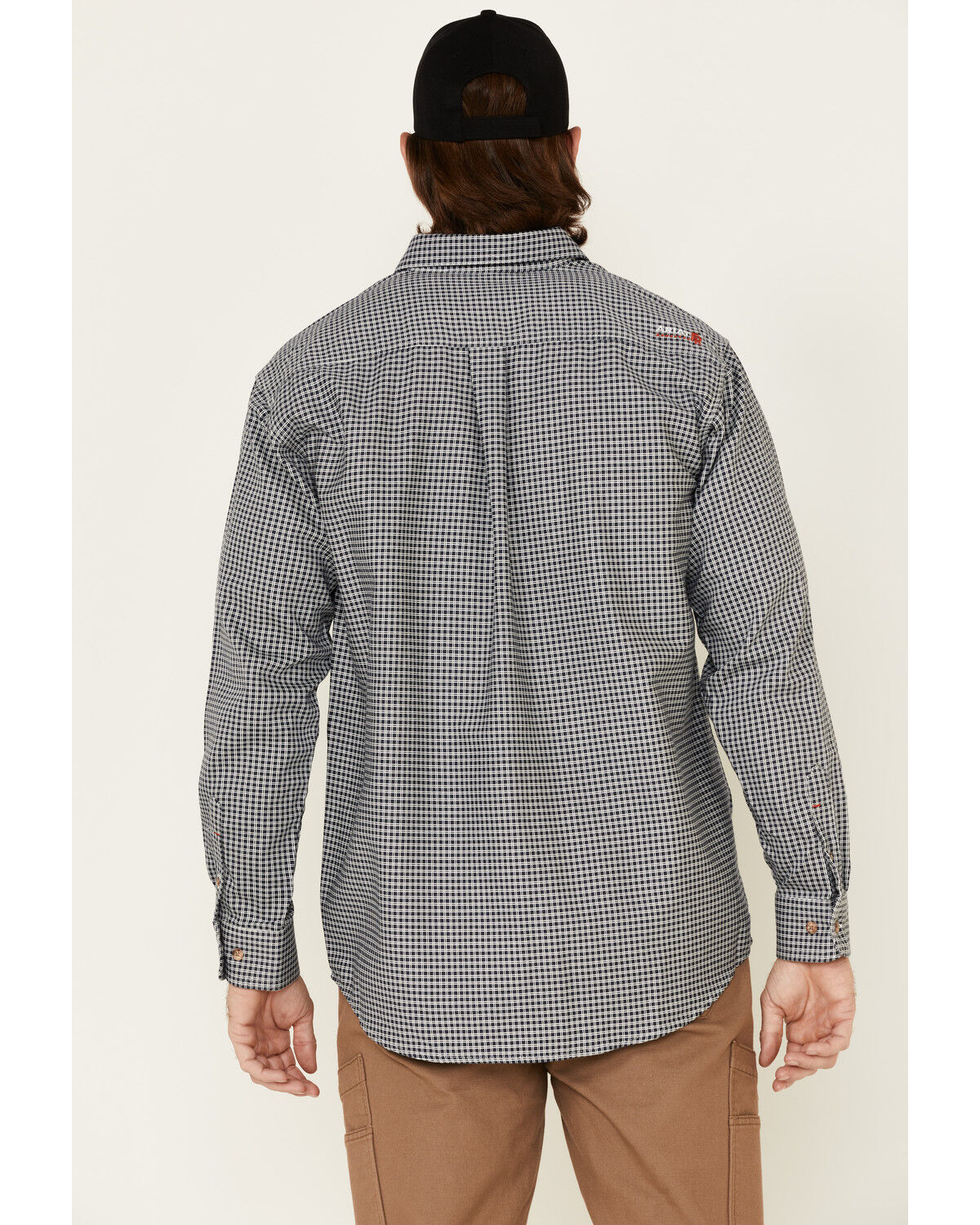 Image #4 - Ariat Men's FR Plaid Print Long Sleeves Button-Down Work Shirt - Big, Navy, hi-res