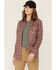 Image #1 - Wrangler Women's FR Plaid Print Long Sleeve Snap Work Shirt, Red, hi-res