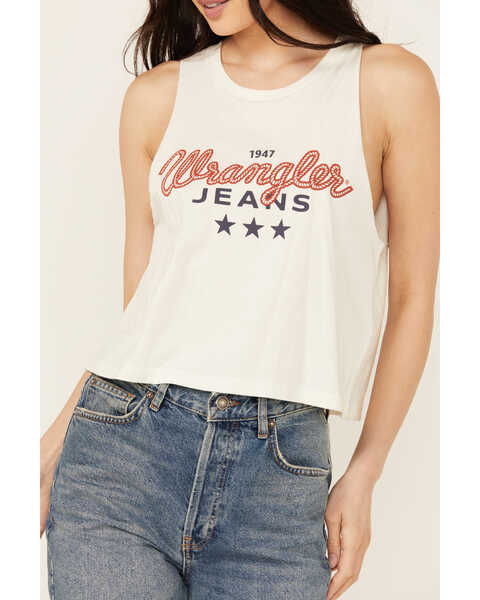 Image #3 - Wrangler Women's Jeans Logo Sleeveless Graphic Tank , White, hi-res