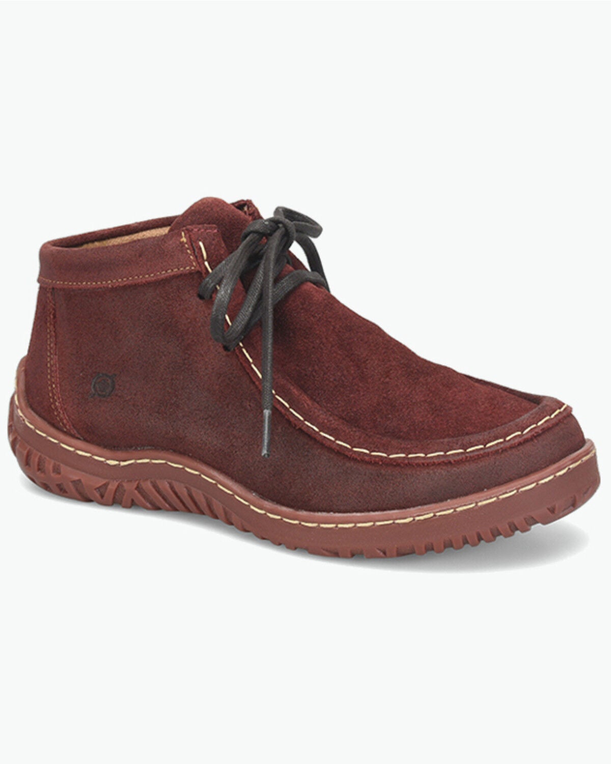 Born Women's Basin Suede Chukka Booties - Moc Toe, Burgundy, hi-res
