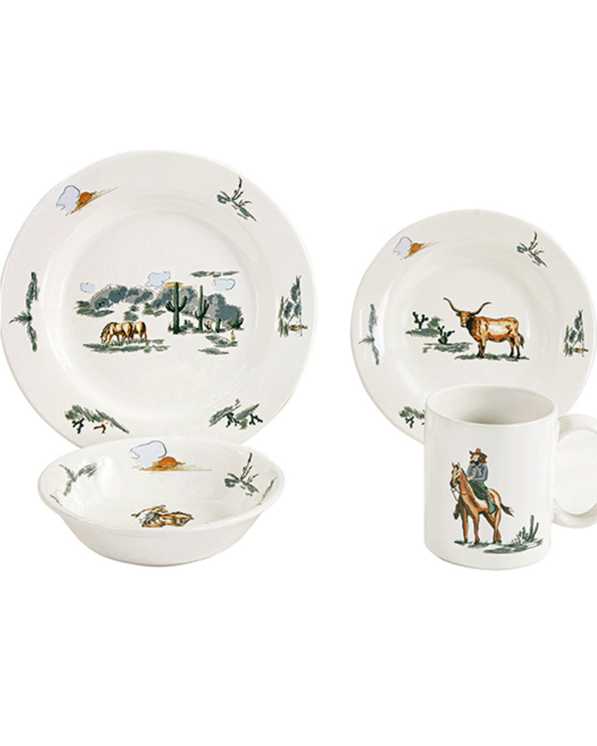 Image #1 - HiEnd Accents Ranch Life Ceramic Dinnerware Set - 16 Piece, Multi, hi-res