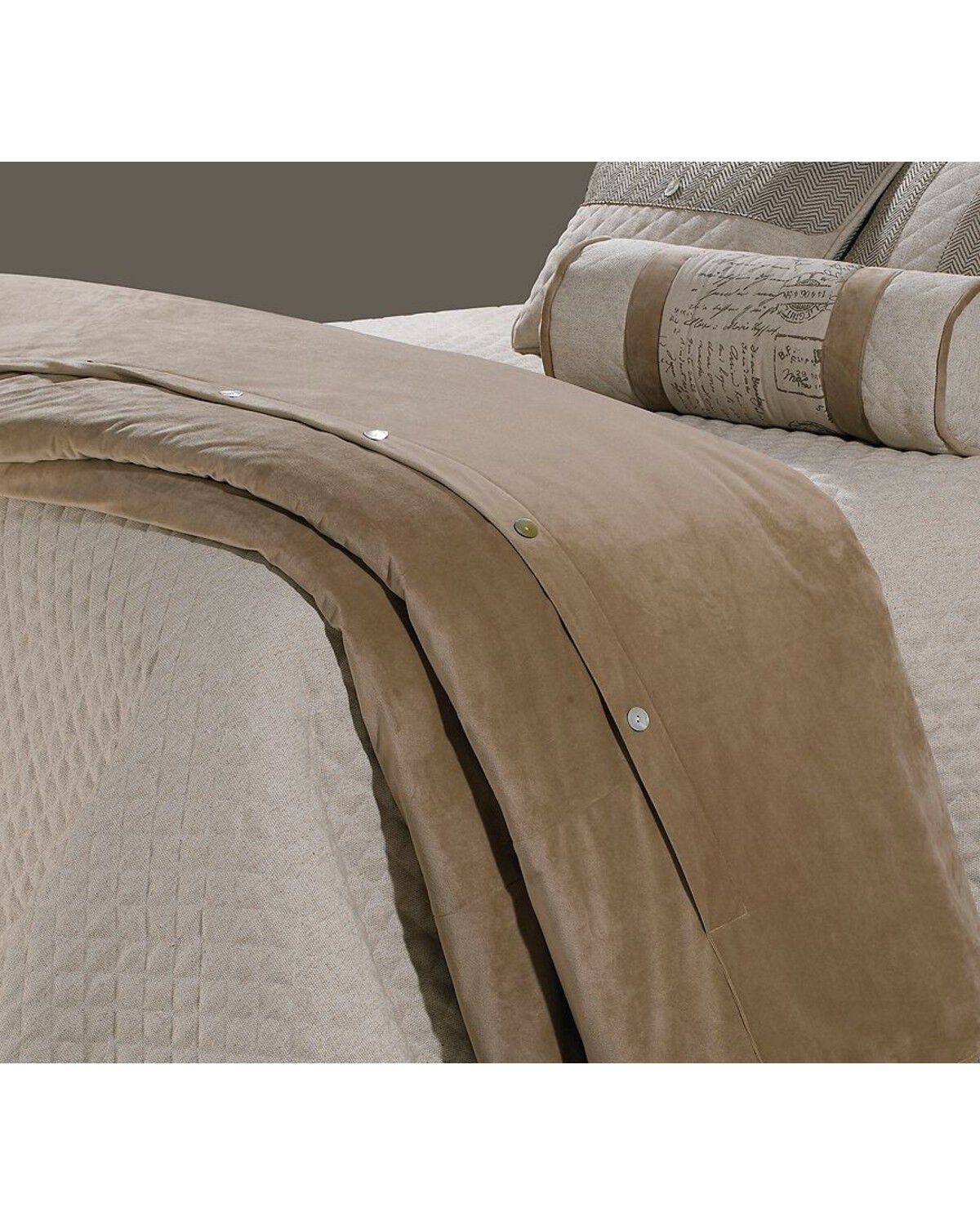 HiEnd Accents Velvet Queen Size Duvet Cover, Sand, hi-res