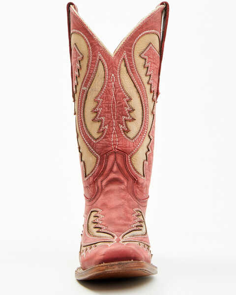 Image #4 - Corral Women's Inlay Western Boots - Square Toe , Red, hi-res