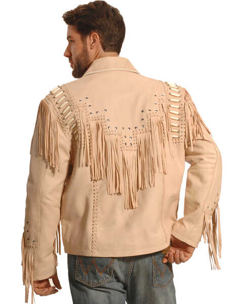 Image #3 - Liberty Wear Men's Fringed Leather Jacket , Cream, hi-res