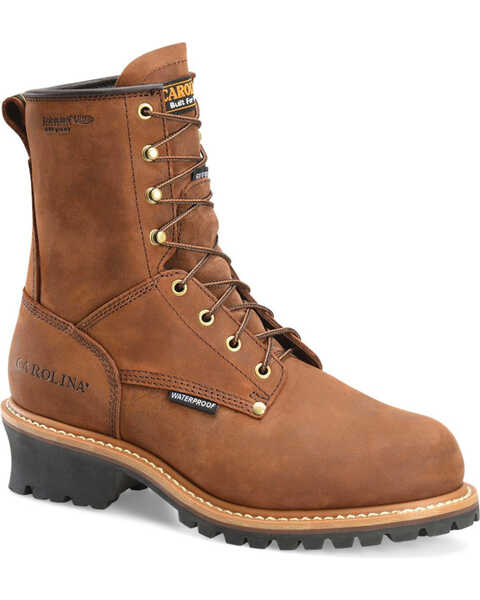 Carolina Men's Brown Waterproof Insulated Logger Boots - Steel Toe, Brown, hi-res
