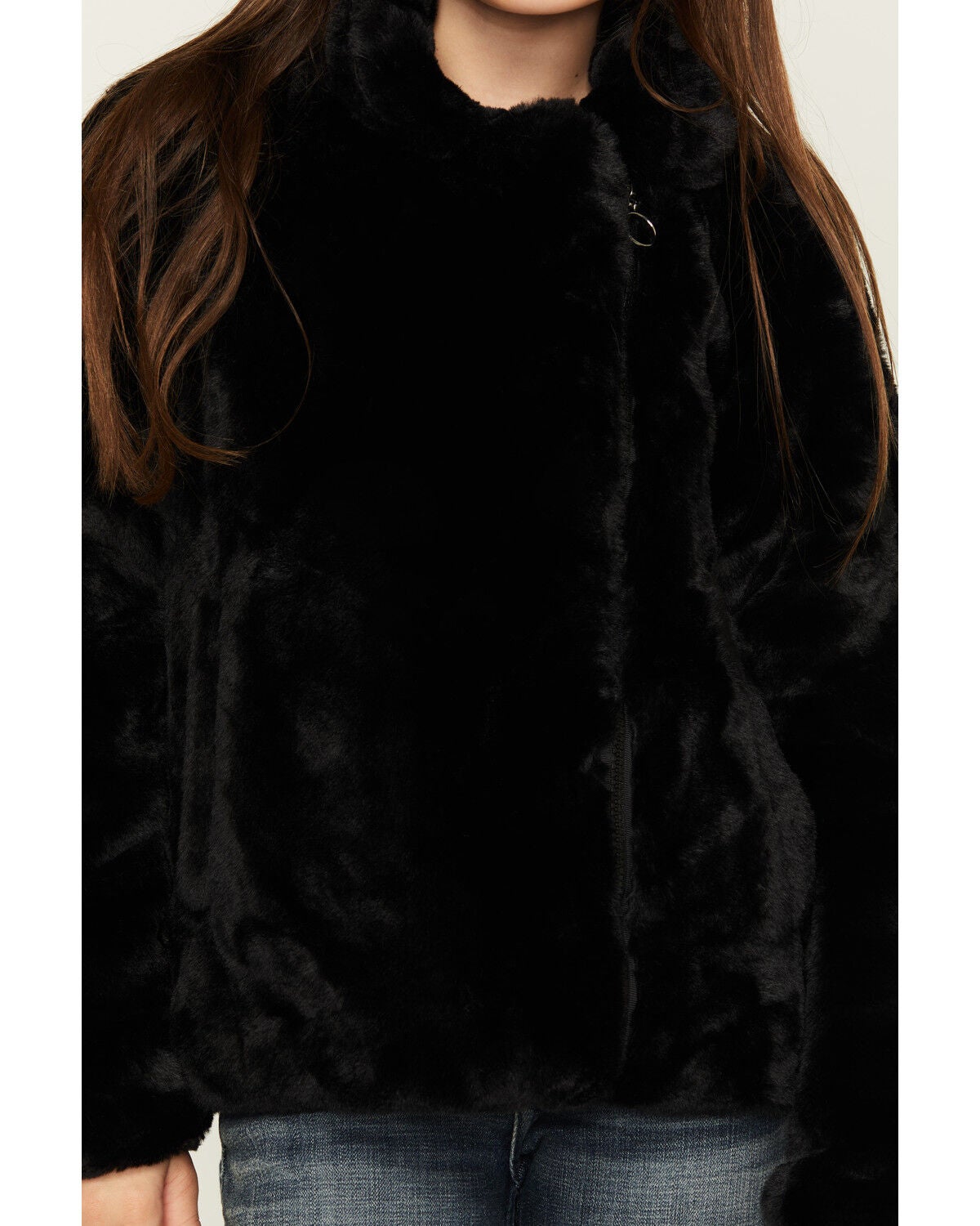 Image #3 - Urban Republic Girls' Faux Fur Moto Jacket, Black, hi-res