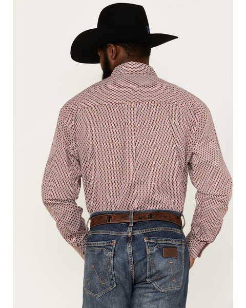 Image #4 - Wrangler Men's Geo Print Long Sleeve Button Down Western Shirt, Red, hi-res
