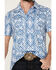 Image #3 - Panhandle Men's Southwestern Print Short Sleeve Performance Polo Shirt, Blue, hi-res