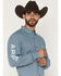 Image #2 - Ariat Men's Team Jansen Geo Print Fitted Long Sleeve Button-Down Western Shirt, Navy, hi-res