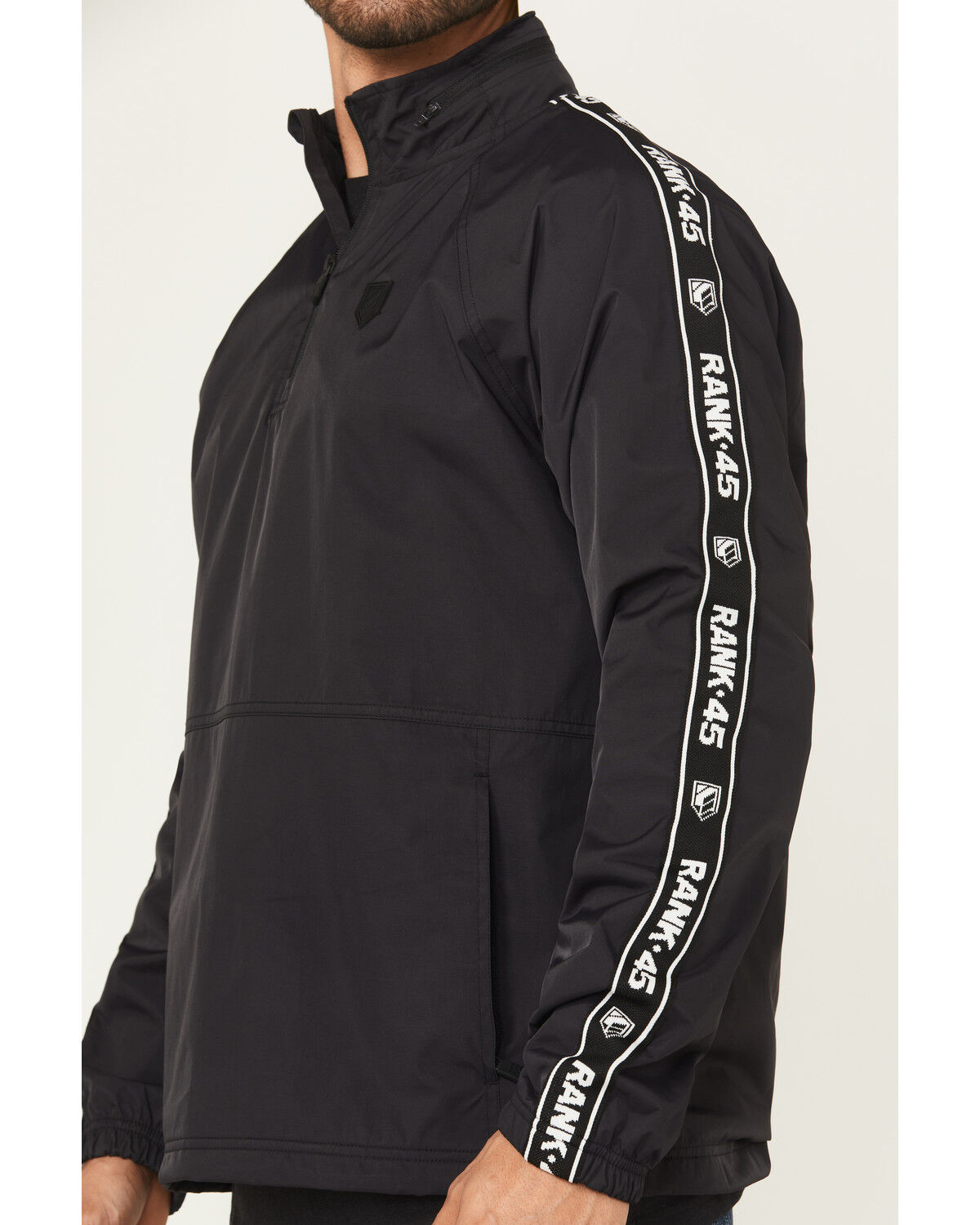 Image #3 - RANK 45® Men's Hungup Windbreaker Hooded Pullover, Black, hi-res