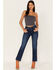 Image #1 - Wrangler Women's Wild West Dark Wash High Rise Stretch Straight Jeans, Blue, hi-res