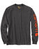 Carhartt Men's Loose Fit Heavyweight Long Sleeve Logo Graphic Work T-Shirt - Tall, Heather Grey, hi-res