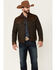 Image #1 - Scully Men's Vintage Herringbone Leather Trim Button-Front Jacket, Brown, hi-res