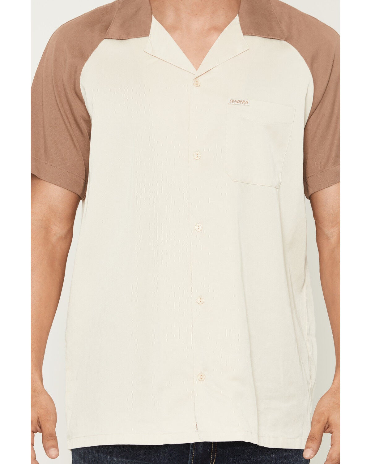 Image #3 - Sendero Provisions Men's Saloon Embroidered Short Sleeve Button-Down Western Shirt, Sand, hi-res