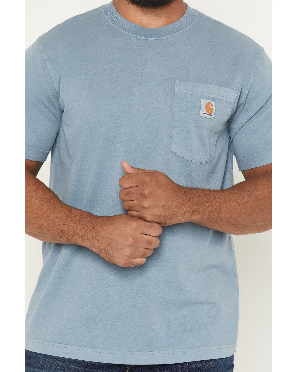 Image #3 - Carhartt Men's Relaxed Fit Lightweight Short Sleeve Pocket Work T-Shirt, Steel Blue, hi-res