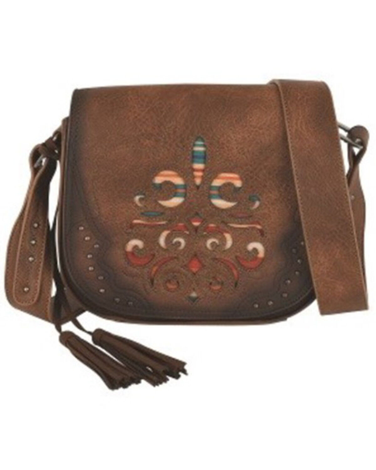 Image #1 - Justin Women's Inlay Crossbody Bag, Brown, hi-res