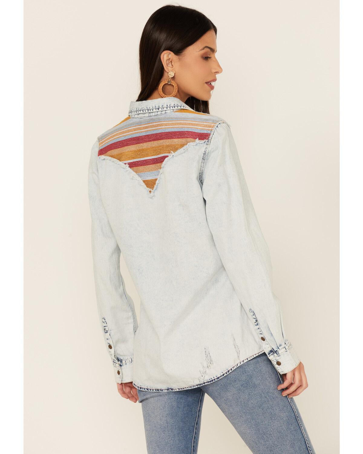 Image #2 - RRR Women's Southwestern Yokes Denim Shirt, Blue, hi-res