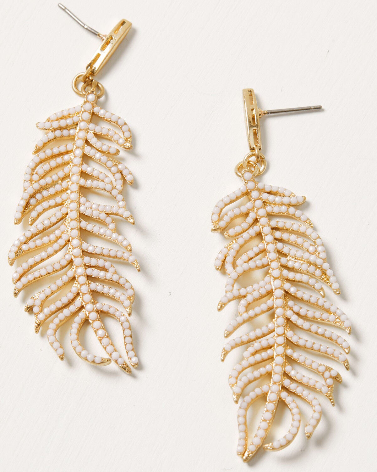 Lainey Wilson Women's Feather Earrings, Gold, hi-res
