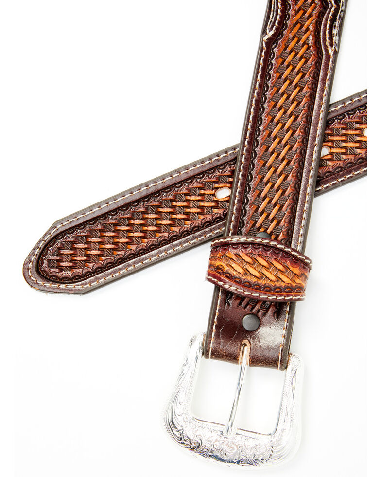 Tony Lama Men's Buscadero Leather Belt, Brown, hi-res