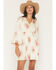 Image #1 - Shyanne Women's Floral Print Long Sleeve Satin Mini Dress, Cream, hi-res