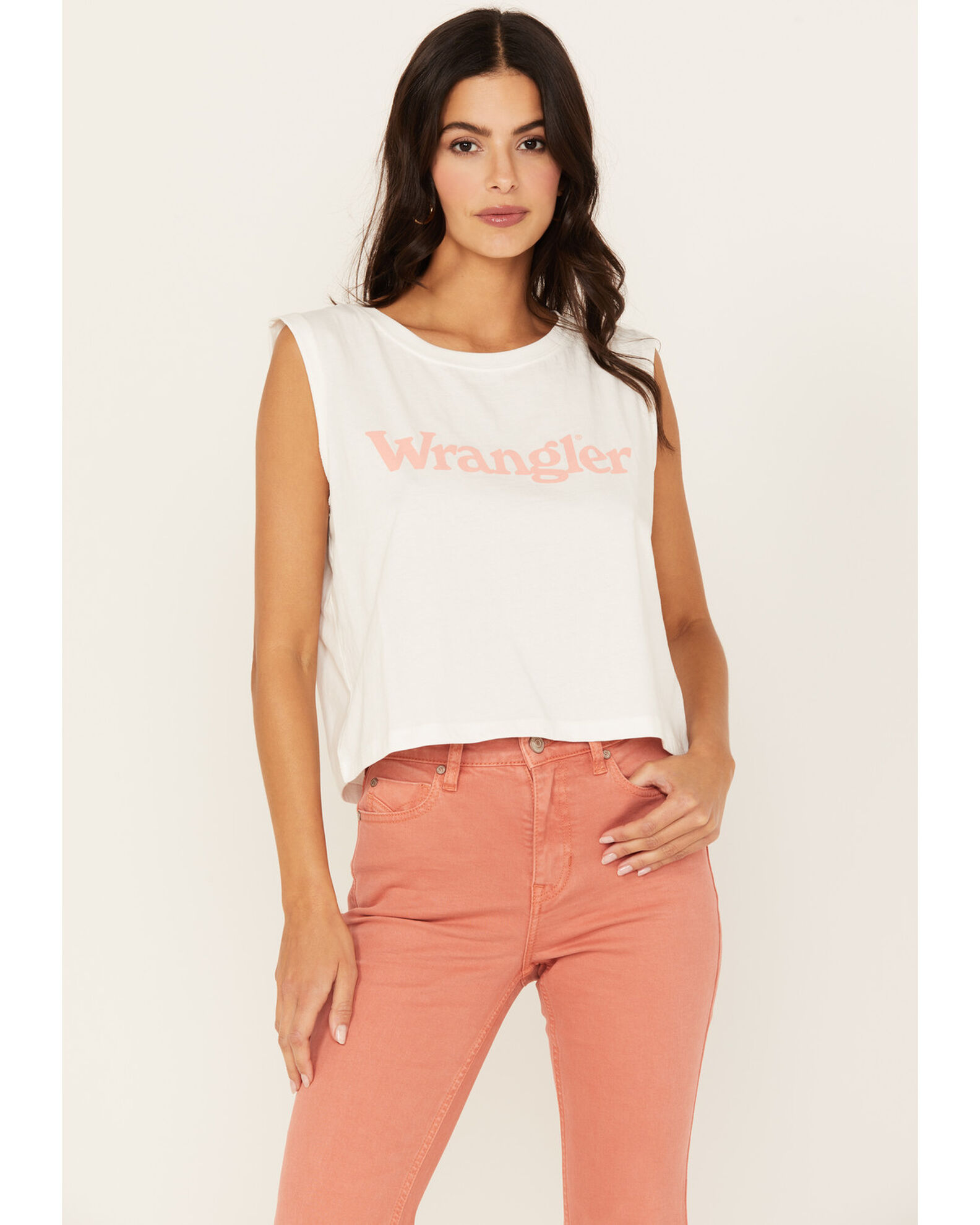 Image #2 - Wrangler Women's Sleeveless Space Crop Back Graphic Tee, White, hi-res