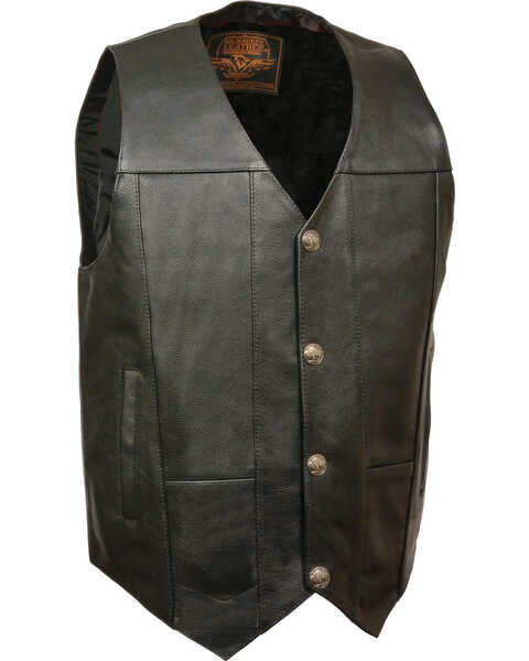 Milwaukee Leather Men's Buffalo Snap Plain Side Vest - 3X, Black, hi-res