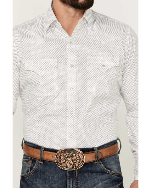 Image #3 - Ely Walker Men's Geo Print Long Sleeve Pearl Snap Western Shirt - Big , White, hi-res