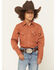 Image #1 - Ely Walker Boys' Solid Long Sleeve Snap Western Shirt, Rust Copper, hi-res