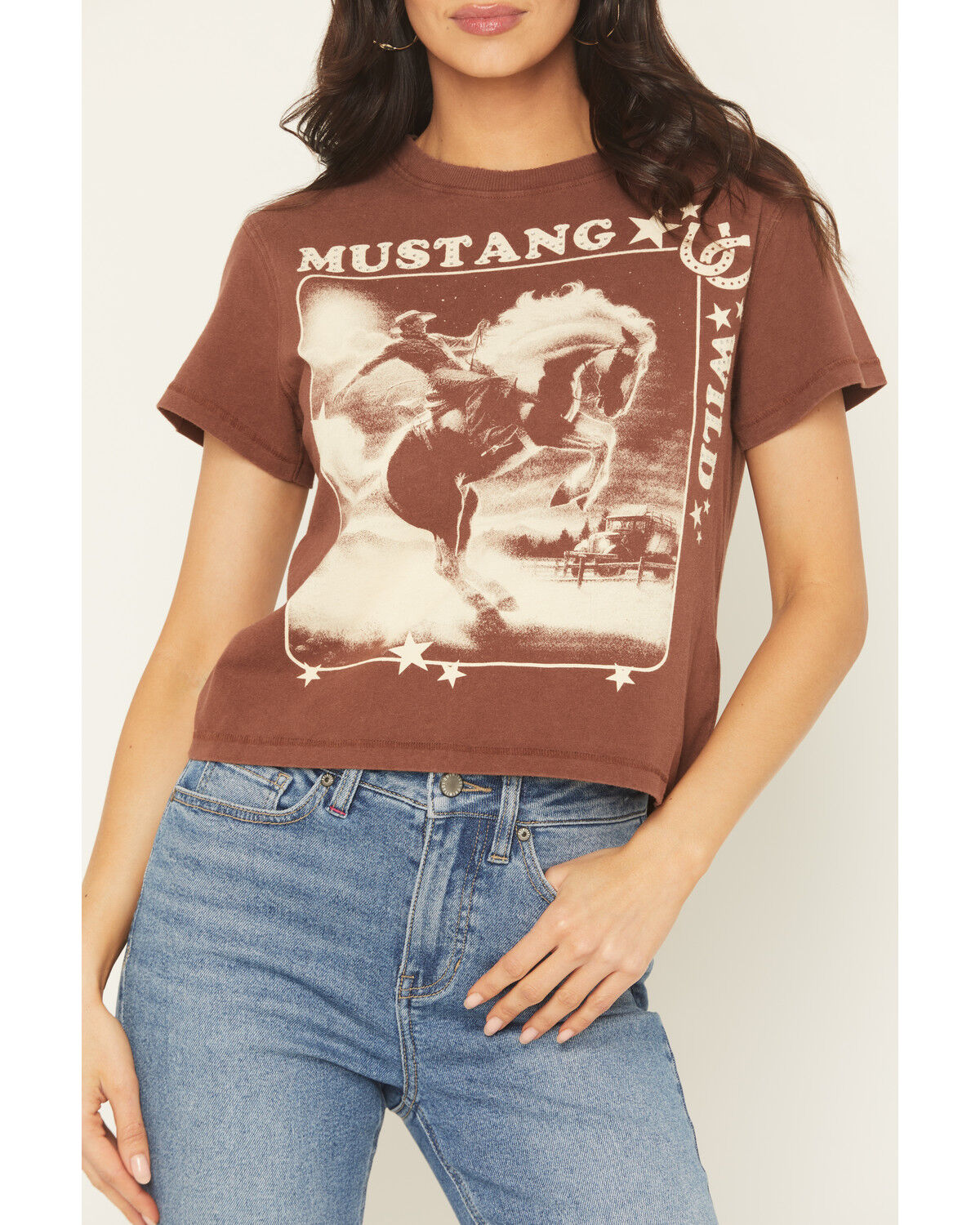 Image #3 - Idyllwind Women's Mustang Wild Short Sleeve Graphic Tee, Chocolate, hi-res