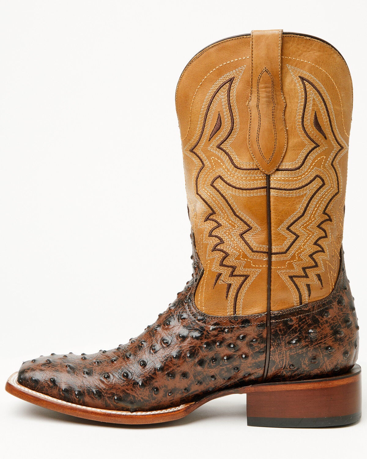 Image #3 - Cody James Men's Badlands Ostrich Print Western Boots - Broad Square Toe, Brown, hi-res