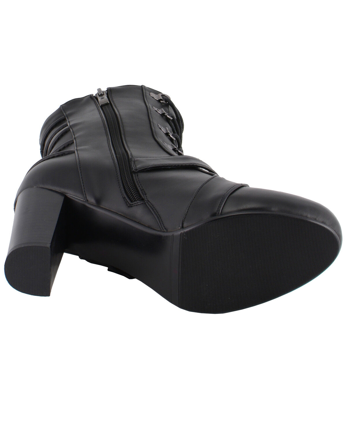 Image #6 - Milwaukee Leather Women's Block Heel Lace Front Boots - Round Toe, Black, hi-res