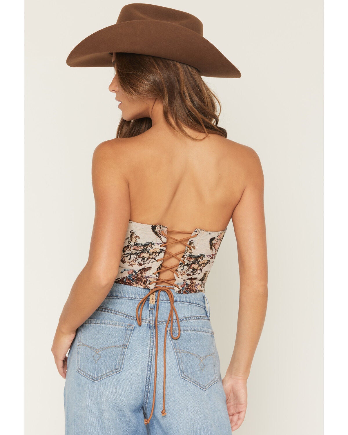 Image #4 - Blue B Women's Running Horse Sleeveless Tapestry Bustier, , hi-res