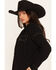 Image #2 - Miss Me Women's Hooded Button-Down Long Sleeve Top, Black, hi-res