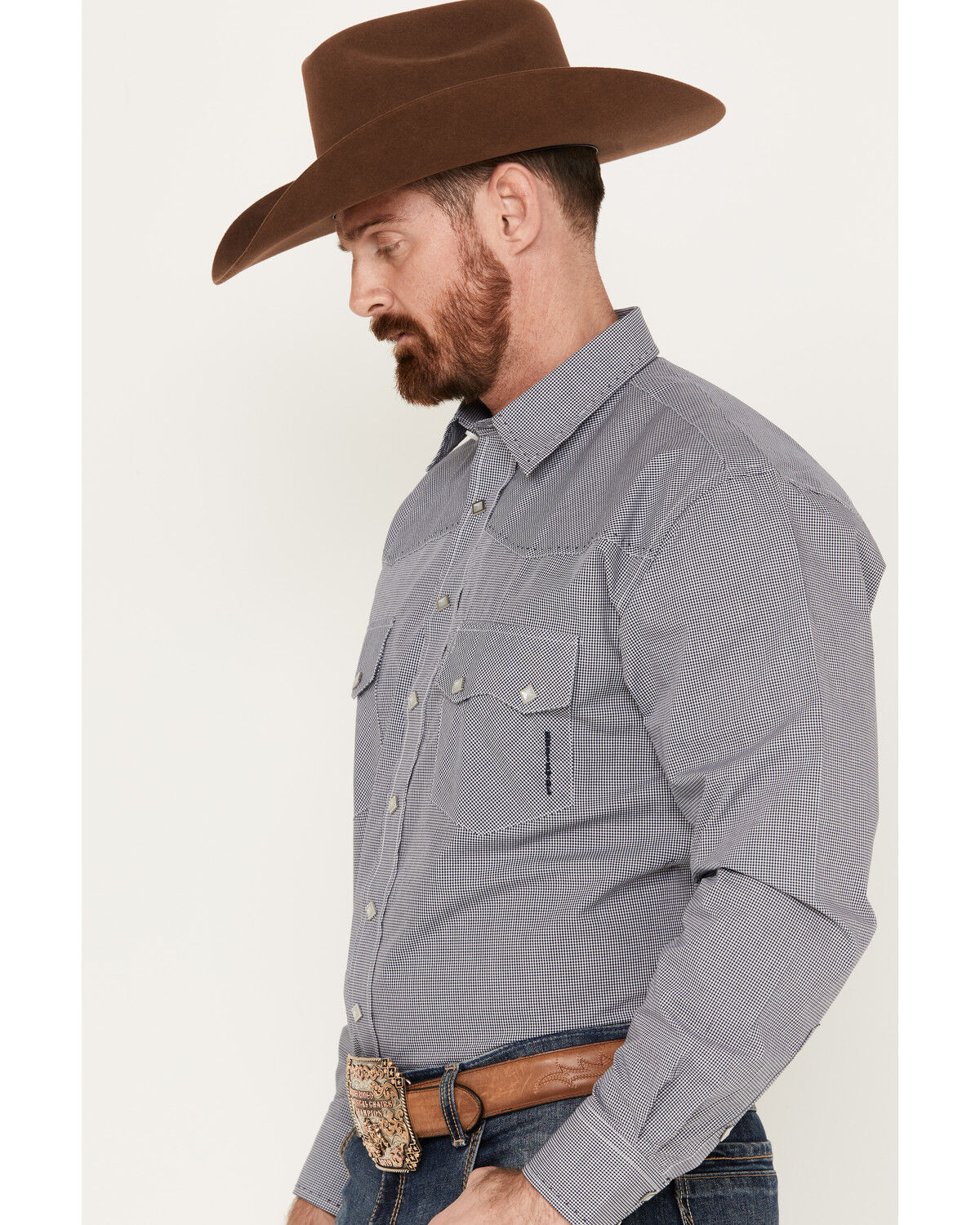 Image #2 - Resistol Men's Thorn Mini Checkered Print Long Sleeve Pearl Snap Western Shirt, , hi-res