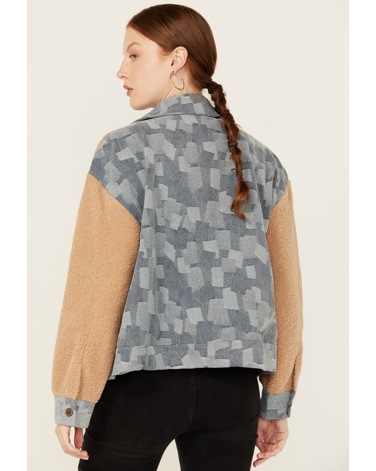 Image #4 - Miss Me Women's Fleece Moto Jacket, Lt Brown, hi-res