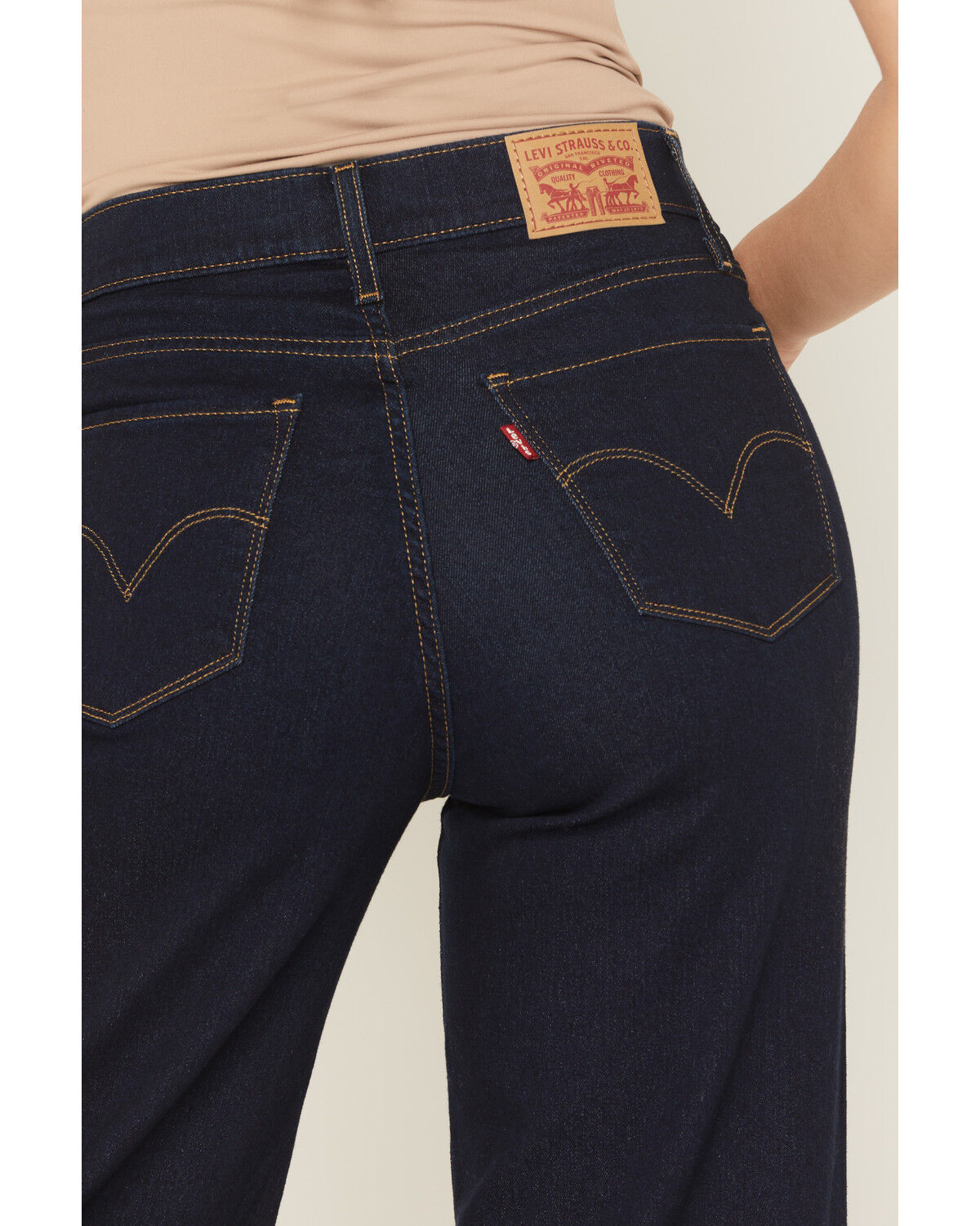 Image #4 - Levi's Women's Darkest Sky Dark Wash Mid Rise Shaping Wide Leg Stretch Denim Jeans, Dark Wash, hi-res