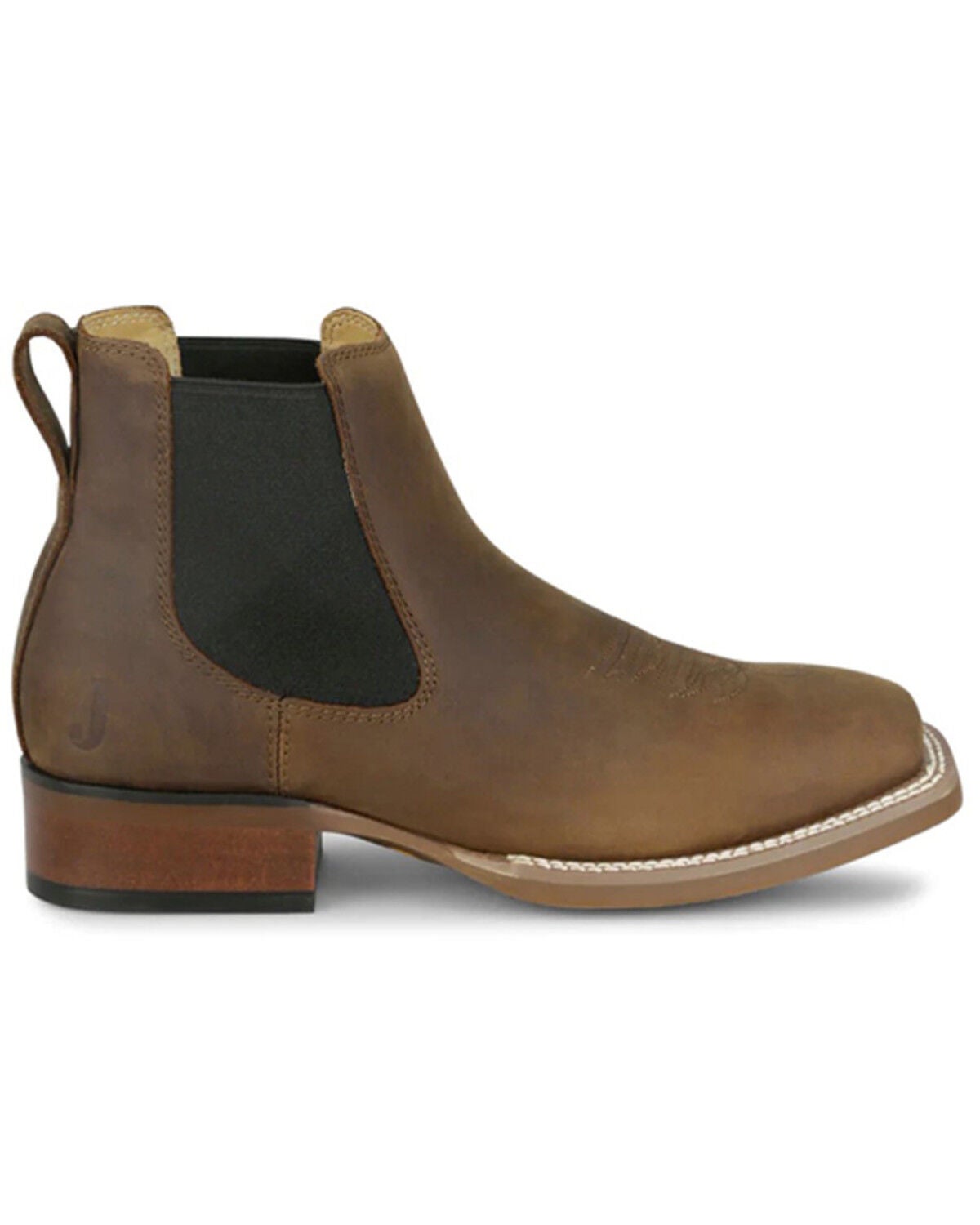 Image #1 - Justin Men's 6" Crazy Buck Chelsea Ankle Boots - Broad Square Toe, Brown, hi-res