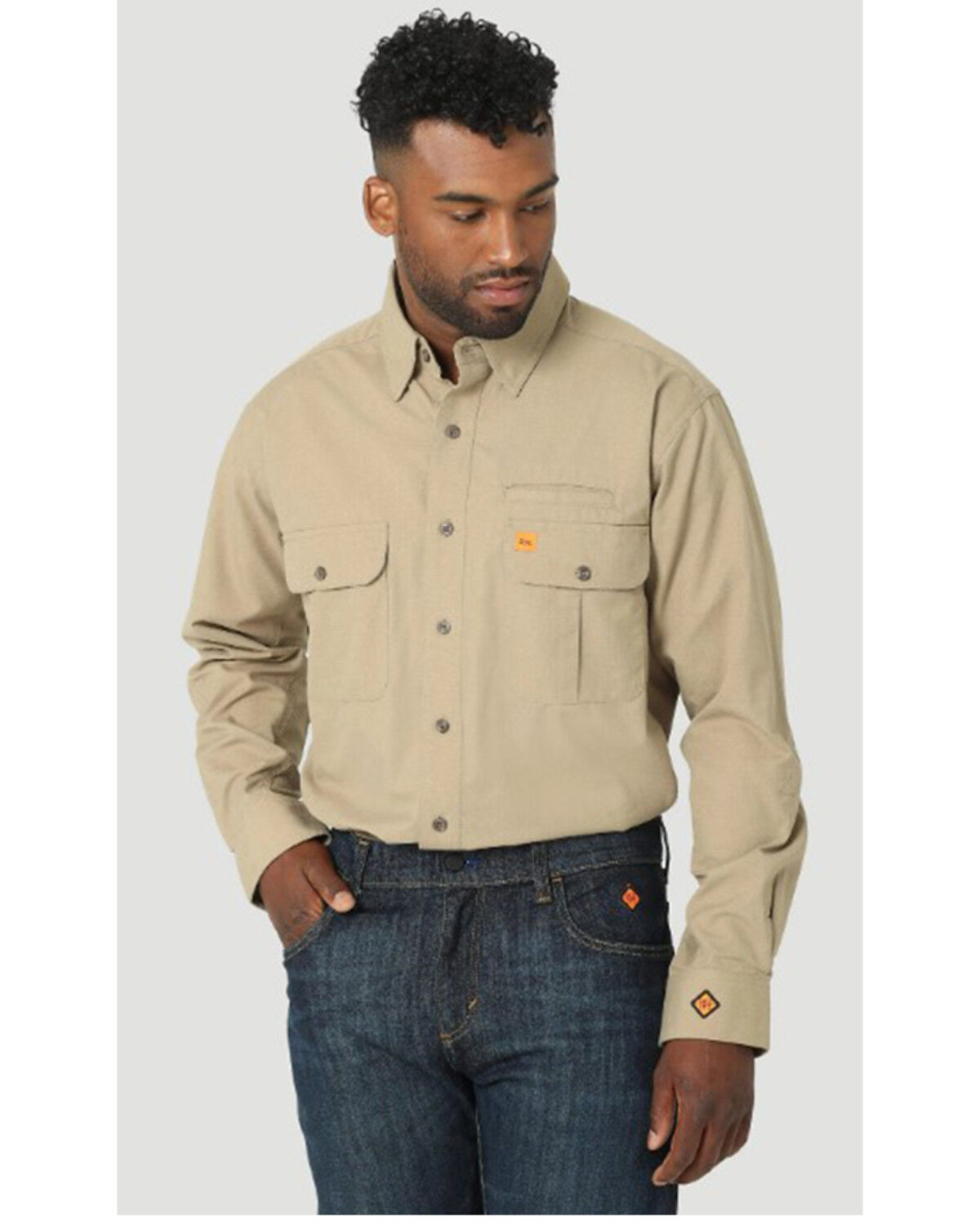 Image #1 - Wrangler 20X Men's FR Long Sleeve Vented Work Shirt, Beige/khaki, hi-res