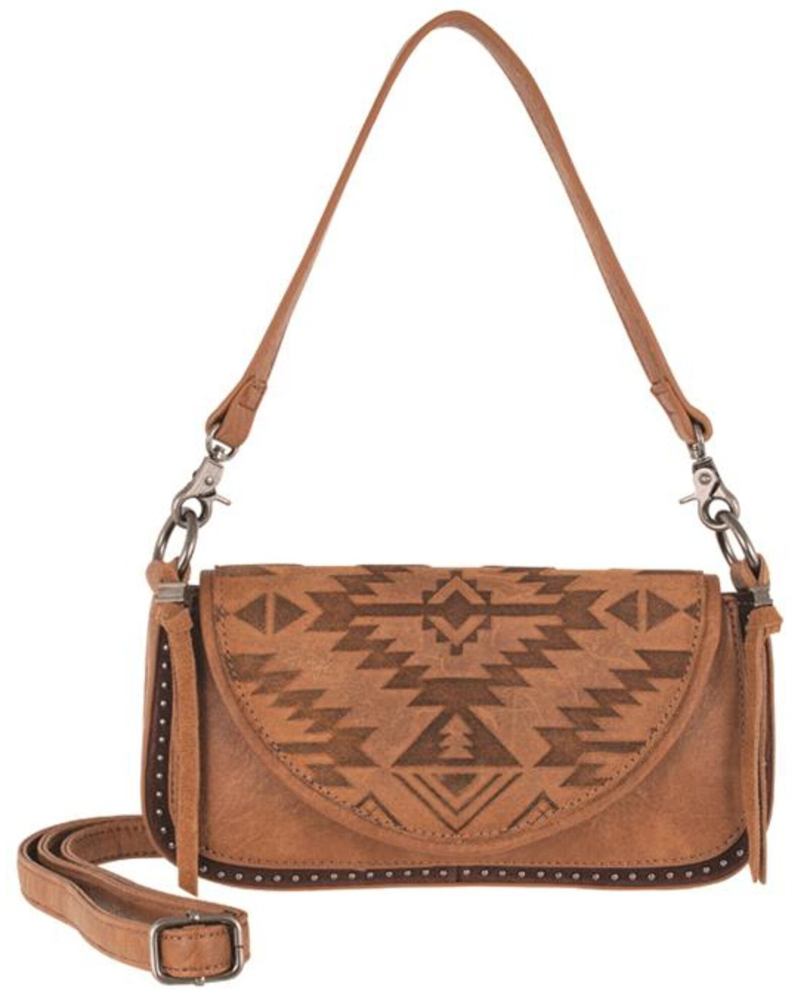 Image #1 - Catchfly Women's Southwestern Print Mini Convertible Bag, Brown, hi-res
