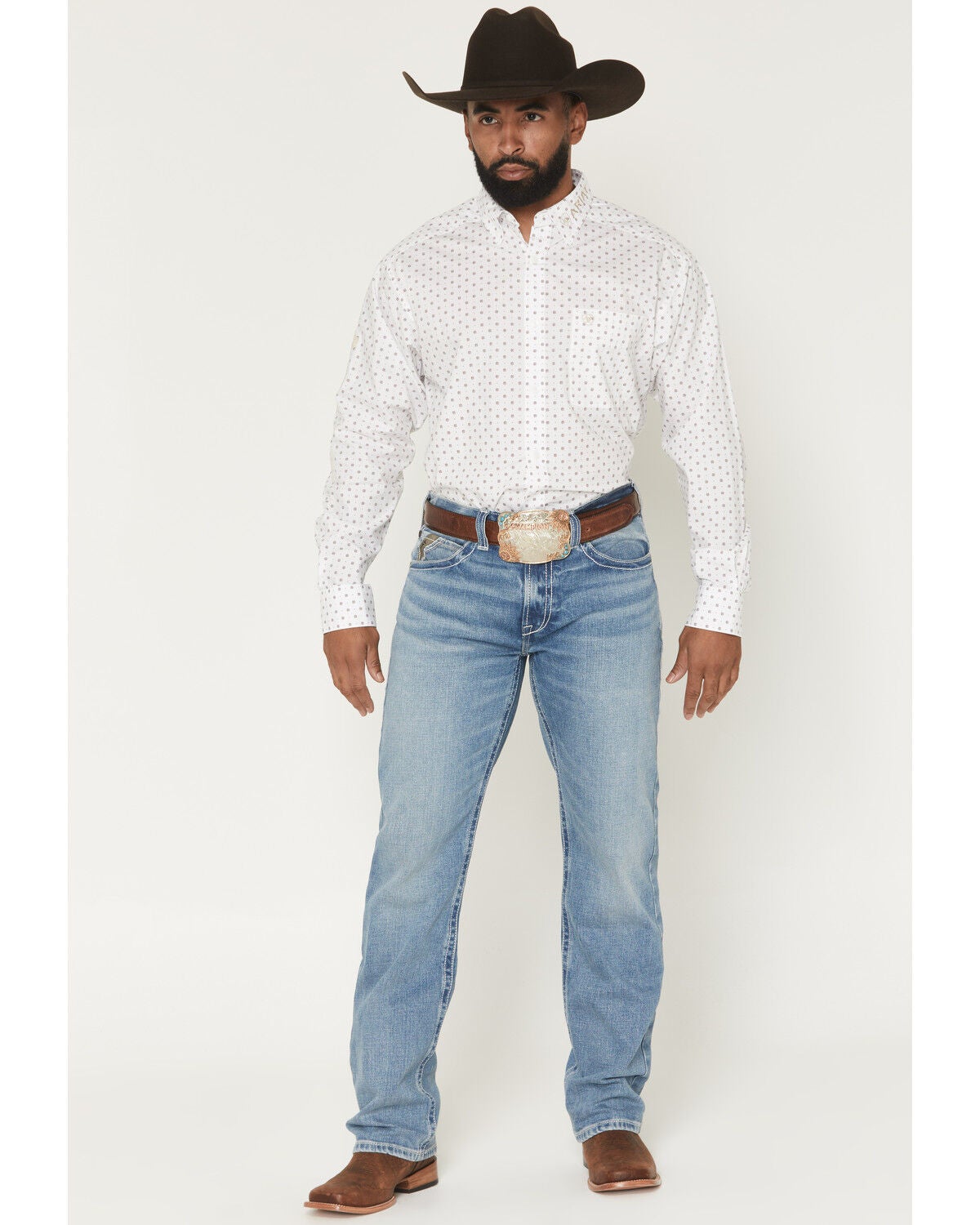 Image #1 - Ariat Men's M2 Flynn Rory Light Wash Relaxed Bootcut Stretch Denim Jeans, Light Wash, hi-res