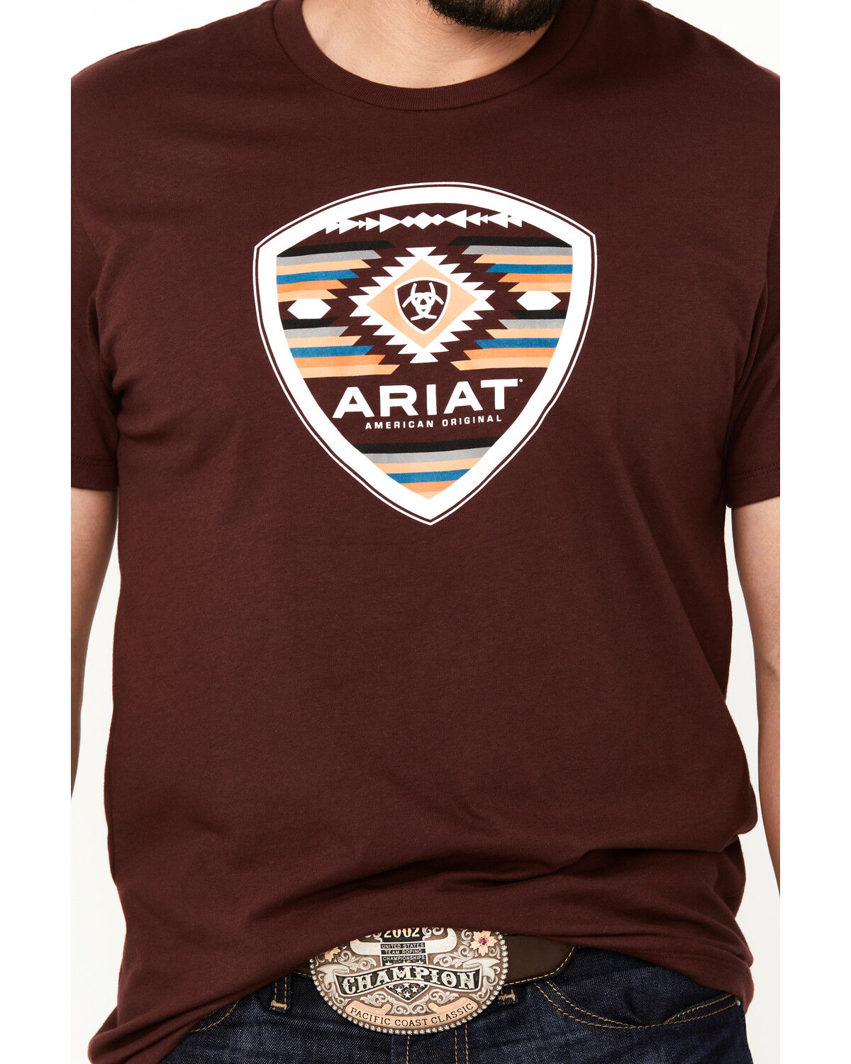 Image #3 - Ariat Men's Boot Barn Exclusive Logo Short Sleeve Graphic T-Shirt, Burgundy, hi-res