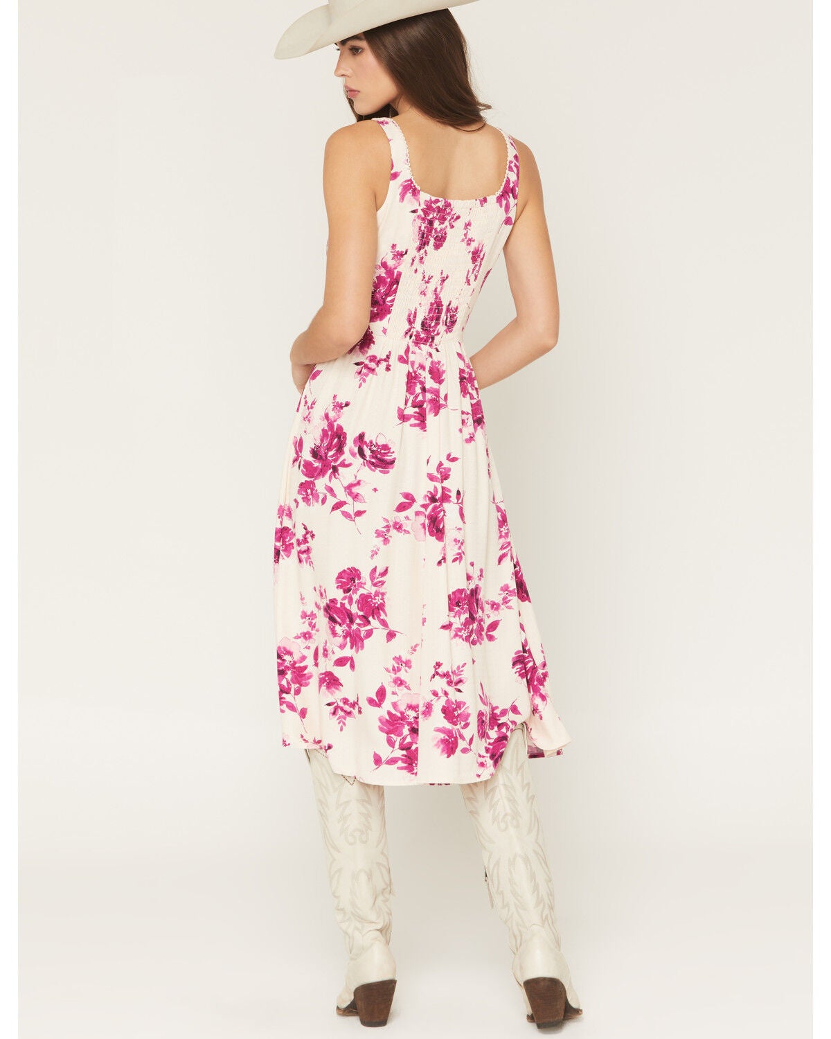 Image #6 - Idyllwind Women's Pike Floral Print Button Front Midi Dress, Light Pink, hi-res