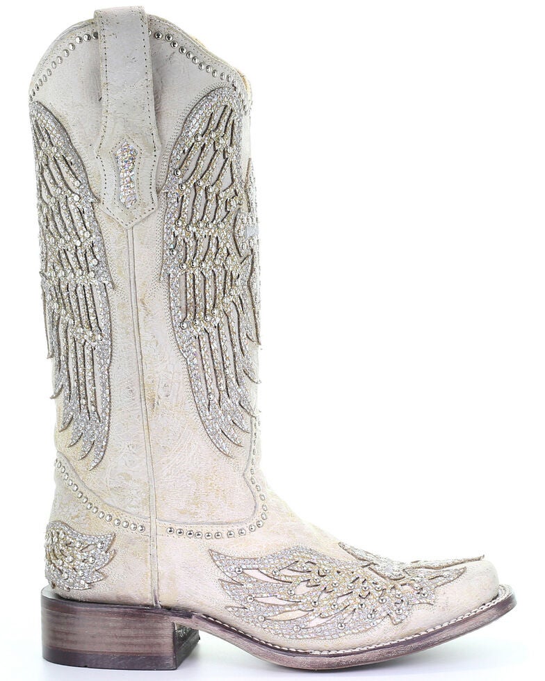 Corral Women S White Cross Wings Western Boots Square Toe Sheplers