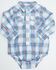 Image #1 - Wrangler Infant Boys' Plaid Print Long Sleeve Snap Western Onesie, Blue, hi-res
